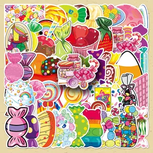 Candy Cartoon Design Sticker, 50pcs/set DIY Decorative Sticker, Scrapbooking & Stamping Supplies for Journal Making, Gift Wrapping