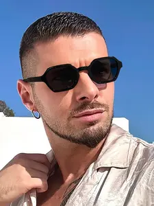 Men's Geometric Frame Fashion Casual Sunglasses, Trendy Casual Sunglasses, Lightweight Frames for Daily Outdoors, Outdoor Running Walking, High Quality Sunglasses