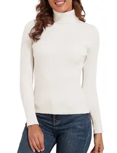PrettyGuide Women's Ribbed Turtleneck Long Sleeve Sweater Tops Basic Knitwear