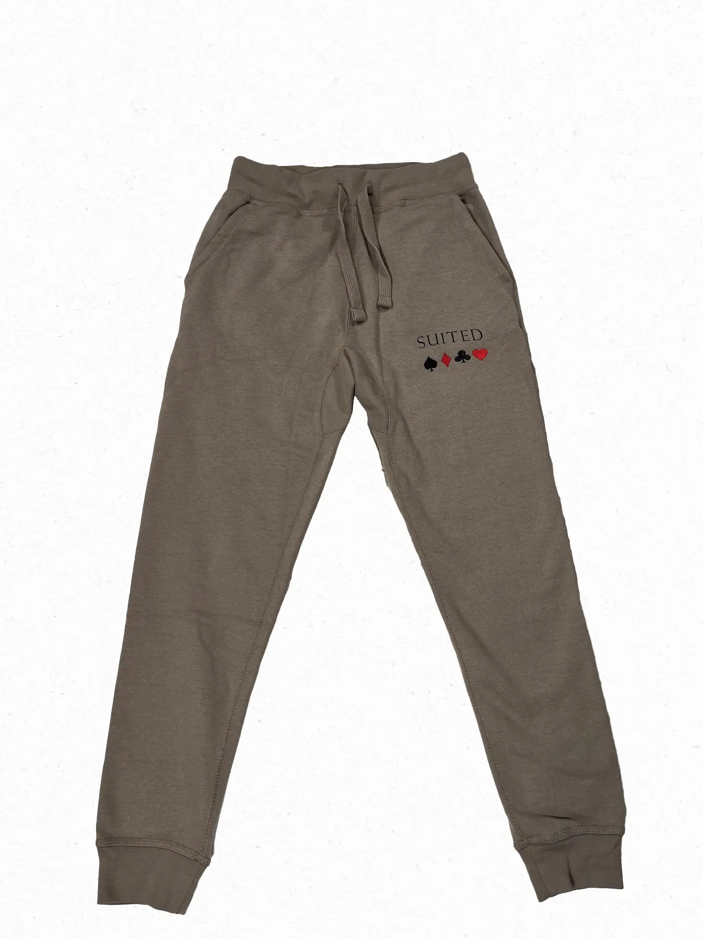 Suited Apparel Latte Sweatpants - Casual Fitted, Embroidered and Screen Printed - Fleece Material