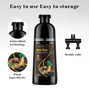 500ML Herbal Natural Hair Dye Cream, Three-In-One Formula, Simplifies Coloring Process, Nourishes Roots, Natural Color After Treatment, Hair Dye Shampoo, Plant