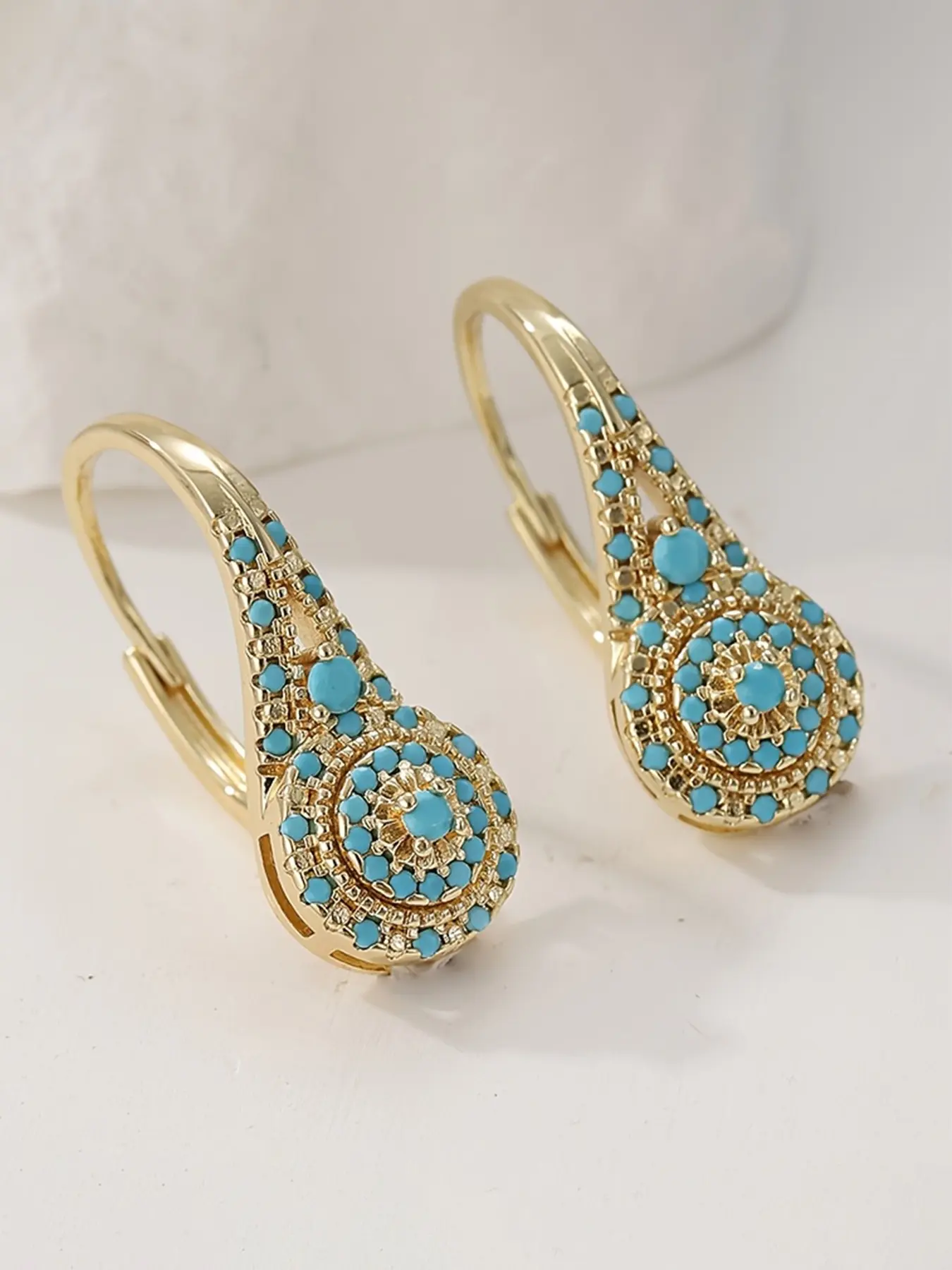 Elegant Faux Turquoise Water Drop Dangle Copper Earrings, Simple Style for Women, Perfect for Daily Wear, Mother's Day & Valentine's Gift, Dangling Earrings