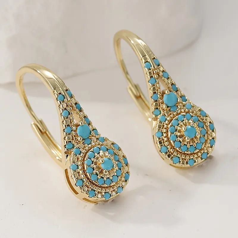 Elegant Faux Turquoise Water Drop Dangle Copper Earrings, Dangle Earrings Jewelry, Simple Style for Women, Perfect for Daily Wear, Mother's Day & Valentine's Gift