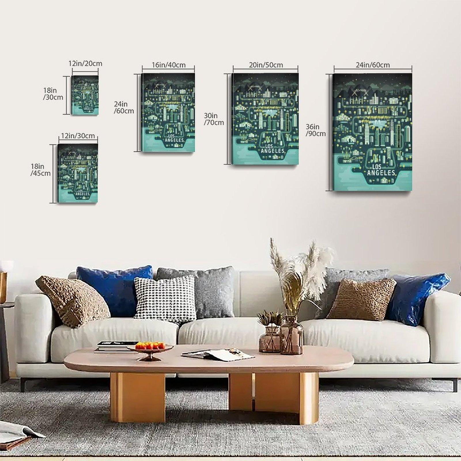 Travel Poster LOS ANGELES Lllustrated Map Poster Decorative Painting Canvas Wall Art Picture Print Modern Family Bedroom Decor