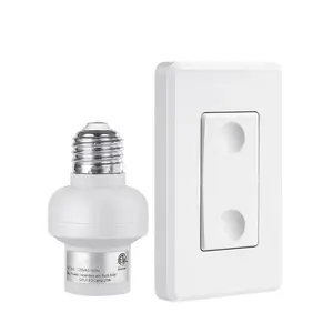 SQ-PNC004 Remote Control Light Bulb Socket, Wireless Light Switch for Pull Chain Light Fixture, Remote Light Socket E26 E27 Bulb Base with Wall Mounted Wireless Controller, No Wiring, ETL Listed