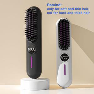 portable cordless hair straightener brush, 2 in 1 curling & straightening hair iron, usb rechargeable hair iron for home office school or travel, trending products