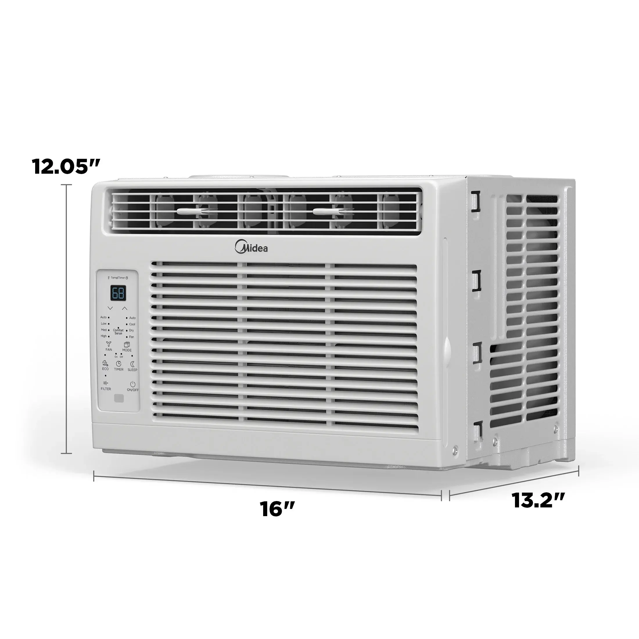 Midea LIKE NEW Smart Window AC Unit - 6000 BTU, 110V, Corded Plug, Remote & Sensor Control, Timer, Energy Saver, Cooling Fan, Easy-to-Use Installation Panels, Filter Light Alert, Sleep Mode, 23-36" Window Fit, Cools 250 Sq Ft, White, MAW06R1WWT-T