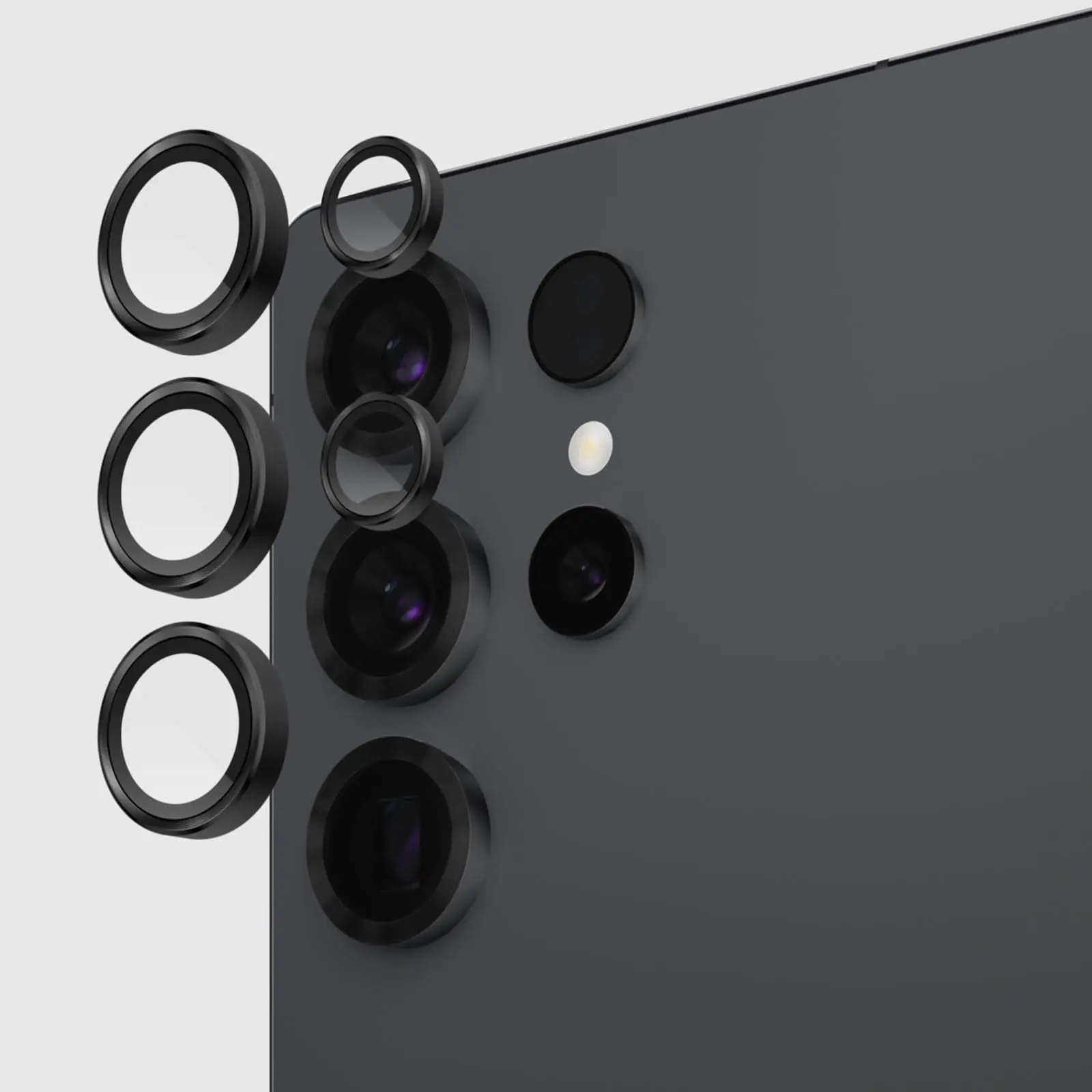 Tempered Double-Glass Camera Lens Protector with Aluminium Frame for Galaxy S25 Ultra - None-Bubble Mobile Phone Accessory