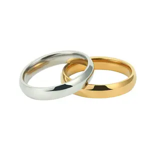 Fashionable and simple 4mm titanium steel smooth ring, stainless steel inner and outer arc spherical plain ring