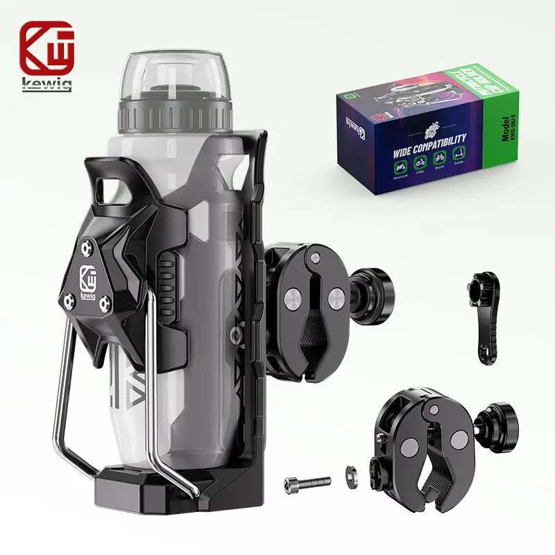 Kewig Anti-Theft Motorcycle Cup Holder, Extra Large Adjustable Size Bike Water Bottle Holder for 1.95-3.6" Diameter Bottles, Drink Holder for Stroller, Moto, Bicycle, Scooter, Wheelchair