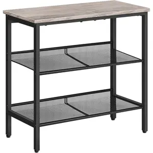 Side Table, 3-Tier Narrow End Table, Nightstand with 2 Flat or Slant Adjustable Shelves for Small Spaces, Hallway, Living Room, Bedroom, Sturdy, Easy Assembly, Greige and Black BG23BZ01G1