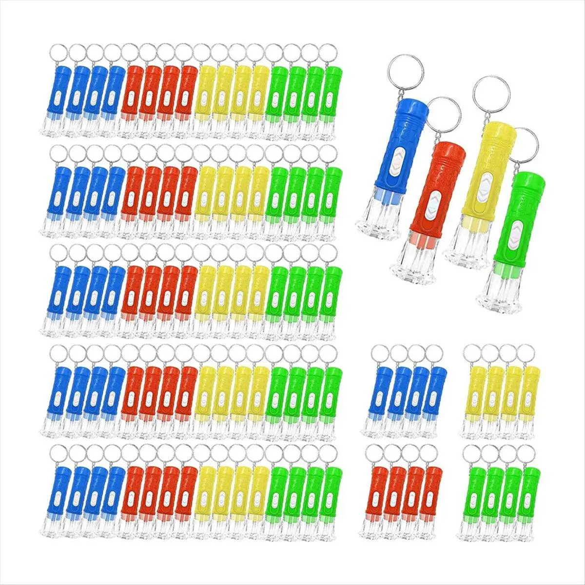 100-Pcs Bulk Pack Mini LED Flashlight Keychains, Portable Size Car Exterior Decoration Accessories for Hiking, Home Use