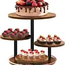 SANNAX Wooden 4-Tier Round Cupcake Holder - 360° Rotating Trays, Holds 50 Cupcakes, Food and Beverage Display, Farmhouse Style for Wedding, Birthday, Cake Decoration, Home Organizer Storage Rack