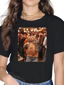 100% Cotton Meme AI Cat Dancing On A T-Shirt