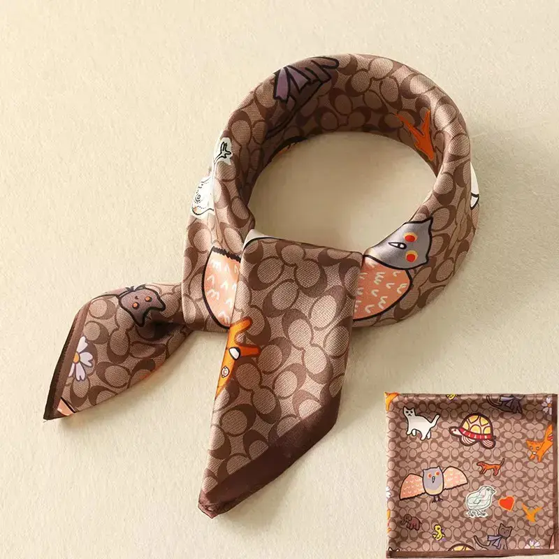 Women's Leopard Print Silk Scarf Satin Square Scarves Cheetah Headband Sleeping Hair Wraps