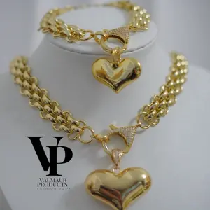 Valmaur Products Canario Choker Necklace with Heart Pendant Gold Tone Fashion Jewelry for Women