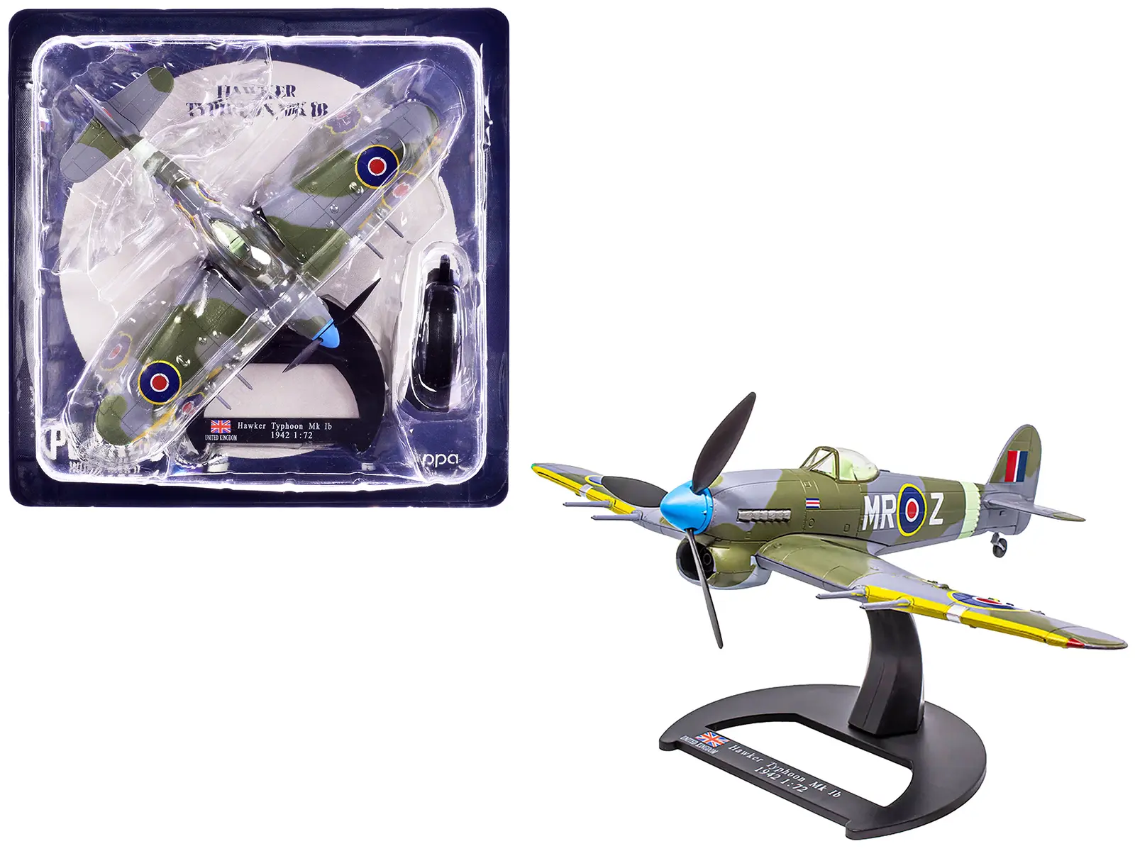Hawker Typhoon Mk IB Fighter-Bomber Aircraft Royal Air Force (1942) "Planes of WWII" Series 1/72 Diecast Model Airplane by Luppa