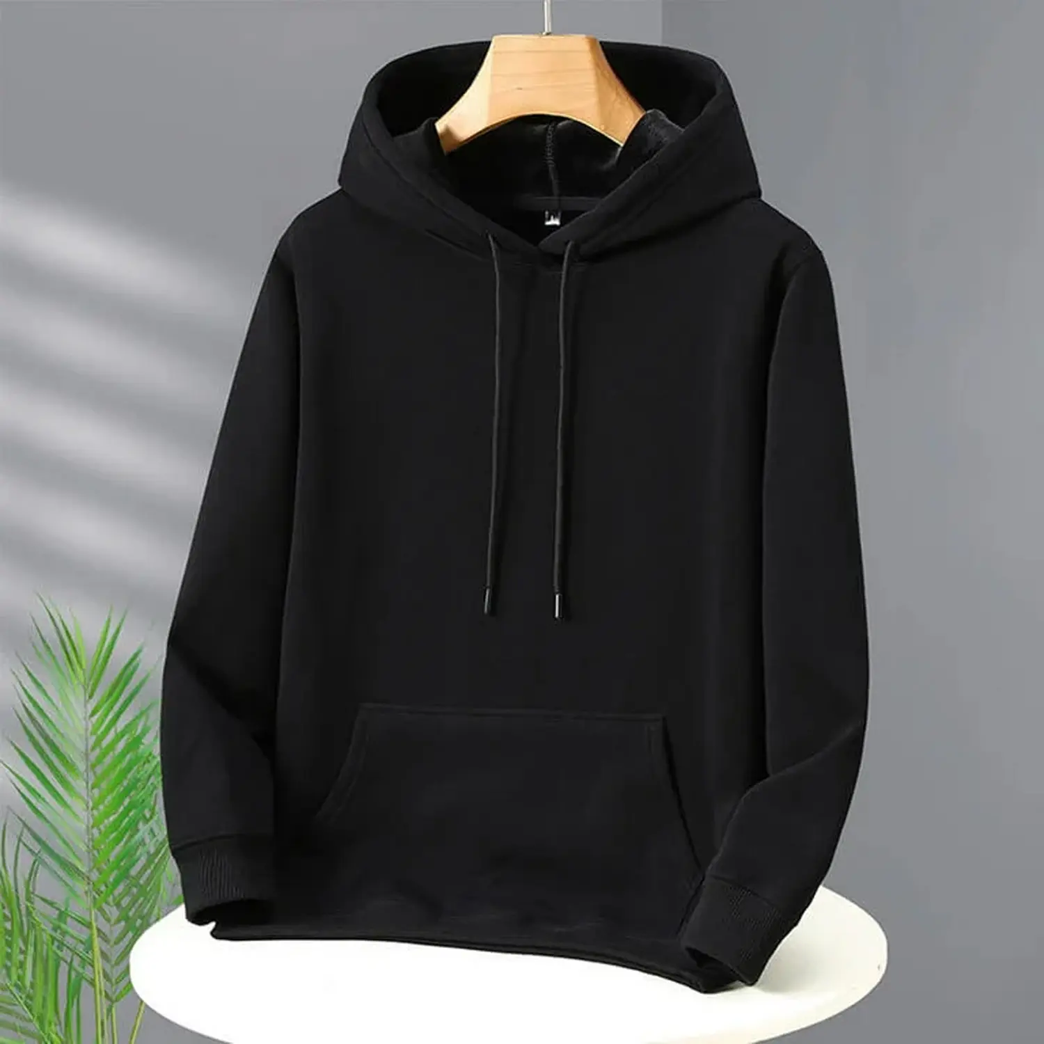 Classic Plain Hoodie for Men, Soft Warm Pullover Hooded Sweatshirt, Kangaroo Pocket Casual Top for Daily Outdoor Sports, Multi‑Color Available