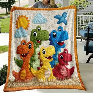 Comfortable Cartoon Dinosaur Blanket, Portable Sofa Throw, Cozy Throw Blanket, Soft Warm Digital Print Fabric, Suitable for Couch Bed Travel Camping