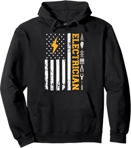Electrician American Flag Electrical Engineer Lineman Pullover Hoodie