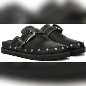 Blowfish Malibu Women's Skylar Mule Black Suede with Stud Detailing Comfortable Slip-On Shoes