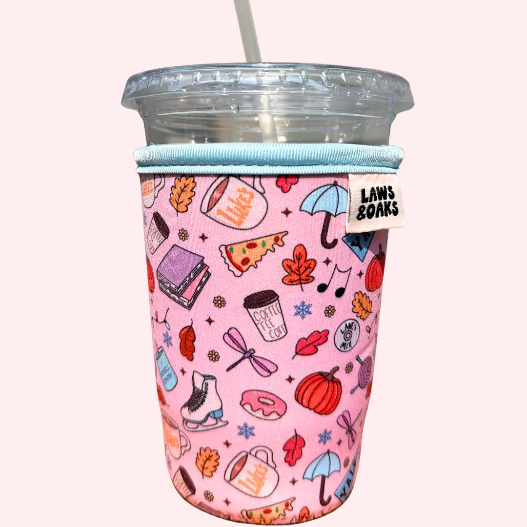 Meet Me in Stars Hollow Drink Sleeve: Reusable 16-32oz Coffee Sleeve, Slim 12oz Energy Drink Sleeve, Koozie