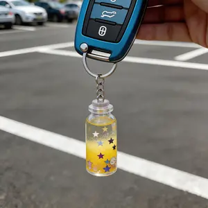 8 Color Options Drift Bottle Keychain, 4 Inch Transparent Design with Colorful Beads, Perfect Gift for Various Occasions