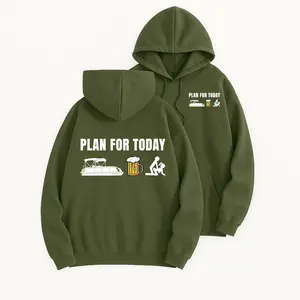 Funny "Plan For Today" Pontoon Boat & Beer Hoodie | Trendy Graphic Black Sweatshirt, Casual Weekend Pullover