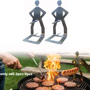 Funny BBQ Man Hot Dog Holders, Reusable Stainless Steel Sausage Stands, Portable Hot Dog Roasters, Barbecue Grill Accessories, BBQ Accessories, Ideal for Camping, Road Trip, Gift