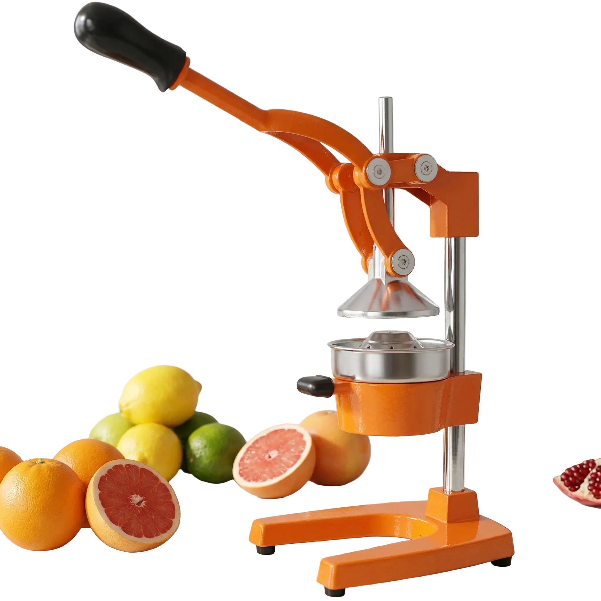 Heavy-Duty Manual Cast Iron Citrus Squeezer - 13.8LB Metallic Press with Handles, Cone, 304 Stainless Steel Strainer, Lead-Free Parts, Ultra-Stable Kitchen Utensil for Home Orange, Lemon Squeezing