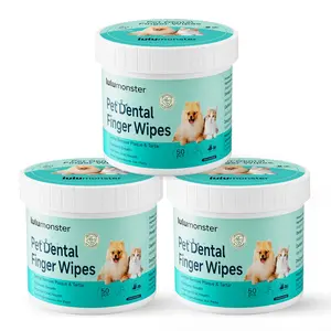 3 pack-Pet Dogs & Cats Teeth Cleaning Wipes Tooth Brushing Kit by Remove Plaque and Tartar & Freshens Breath Buildup No-Rinse Dog Finger Toothbrush