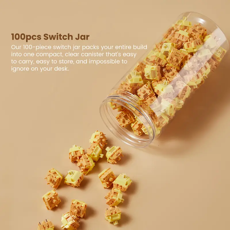 100pc Keyboard Switch, Akko Creamy Yellow U1 Lubed Switch for Mechanical Gaming Keyboard, 5-Pin 45gf Linear Switches 100 Pcs