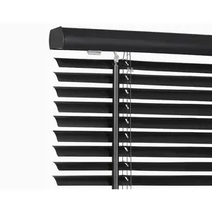 Cordless Light Filtering Mini Blind 33 Inch Width 64 Inch Length 1 Slat Size Black Cordless GII Morningstar Horizontal Windows Blinds