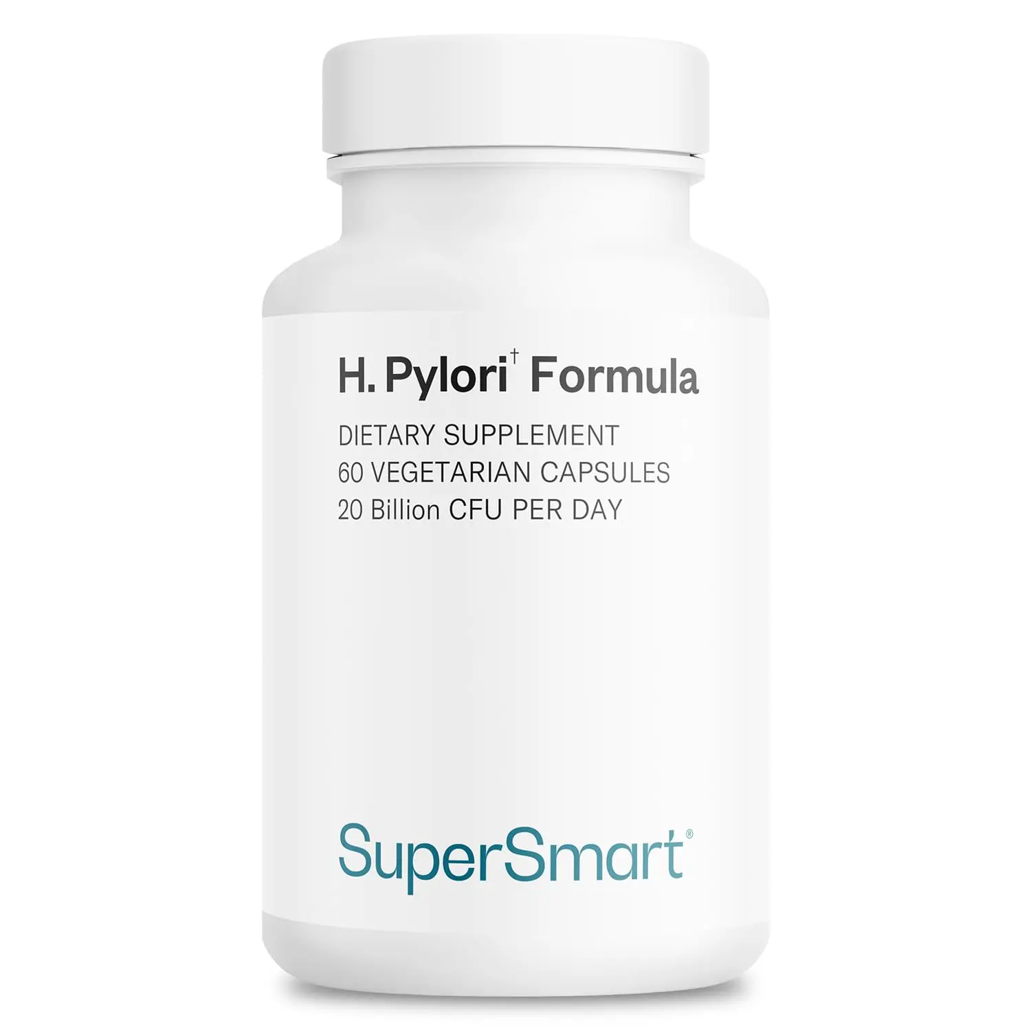 SuperSmart H. Pylori Formula (High Potency) - Patented Pylopass Probiotic Supplement - Clinically Studied Lactobacillus Reuteri DSM 17648 (20 Billion CFU/Day) | 60 Vegetarian Capsules - Made in USA