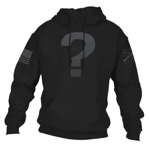 Mystery Hoodie with Question Mark Design and Sleeve Patch Details