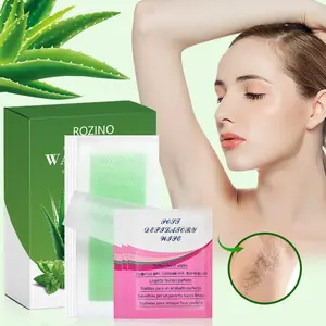 Aloe Vera & Mint Formula Wax Strips, Suitable for All Skin Types, Effectively Remove Hair, Make Skin Smooth and Moisturized, Matched with Perfect Finish Cleaning Wipes