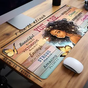 1pc Cool Girl Mouse Pad Cute Creative Large Surface Area Desk Mat Office Desk Accessories With Stitched Edge Non-Slip Sturdy Rubber Base Mousepad Computer Keyboard Desk Pad 35.4x15.7 Inch Table Mat for Home Office as Gift for Friends Women Men Friends