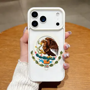 Mexican Golden Eagle Badge Flag Design Clear Magnetic Phone Case , Compatible with MagSafe Silicone Bumper Protective Cover For iPhone X XS 11 12 13 14 15 16 17 Pro Max Plus Air