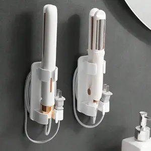 Wall-Mounted Hair Tool Organizer Set, Curling Iron Holder, Bathroom Hanging Storage Rack, Plastic Blow Dryer Stand, Bedroom Accessories, Hanging Hook