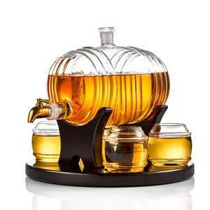CRAFTGEN Barrel Whiskey Decanter Set with 4 Glasses | Unique Birthday Anniversary Gift Ideas for Men Dad Husband Boyfriend