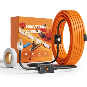 Heat Tape for Water Pipes with Thermostat, Anti-Freeze Heater, Electric Heat Tape, Keeps Water Flowing at -22℉/-30℃, 30FT with Leakage Protector, Orange, UL&ETL Listed 120V