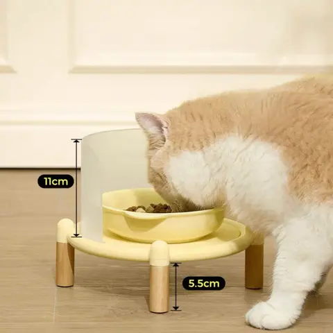 Bubble Single Bowl Stand - Extra Large 22cm Dining Table & Spacious 16cm Bowl - Elevated 5.5cm Legs & 11cm Splash Guard - Food Grade Silicone Mat - Easy Clean Design for Cats & Small Dogs