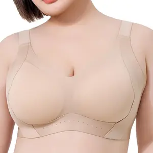 AskStay Women's Wireless Full Cup Bra - Side Support Gathering Soft Minimalist  Ever yday Comfort  Seamless  Bra  with Fixed Pads & Adjustable Straps for Everyday Wear Beige Fit