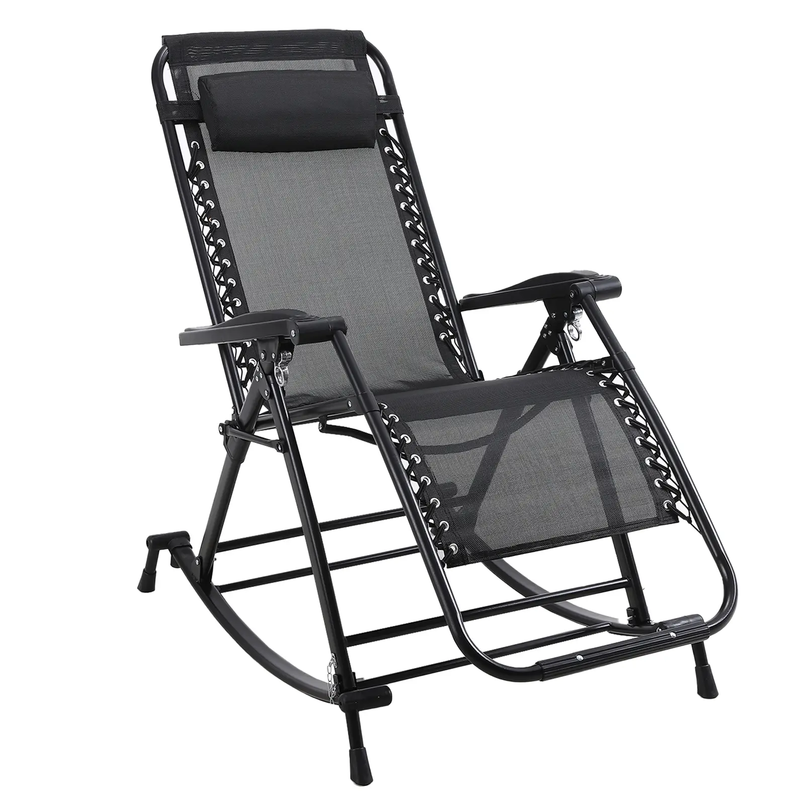 FLOGUOR Outdoor Folding Rocking Chair, Recliner Rocker Chair for Adults,for Front Porch, Garden, Patio, Backyard Zero Gravity