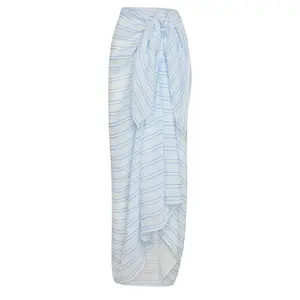 St. Tropez Sarong - Ice Stripe Crinkle Linen