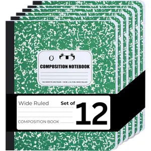 Composition Notebook 12 Pack, College Ruled Paper, Notebooks for School, School Comp Book, 9-3/4 x 7-1/2 Inches, 100 Sheets, 200 Pages Marble Covers (Green)