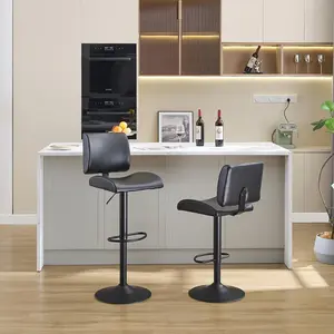 FIRAVOE Swivel Faux Leather Bar Stools Set - Height-Adjustable 25"-34" Counter Height Barstools with Backs, Swivel Base, 3-5 Minute Easy Setup for Bar, Kitchen, Barstool