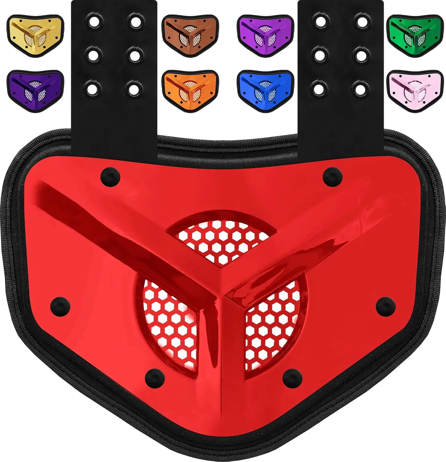 Penveer Chrome Football Back Plate - American Football Gear for Shoulder Pads, Sport & Training Accessory with Air Vents and High-Impact Padding