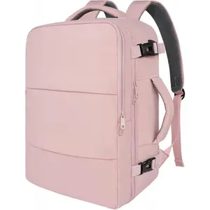 Women's Travel Backpack, Carry-On Backpack with USB Charging Port and Shoe Pocket, TSA Approved 15.6inch Laptop Backpack for Flight, College Nurse Bag Casual Backpack, Suitable for Weekend Business Hiking Trips, Pink