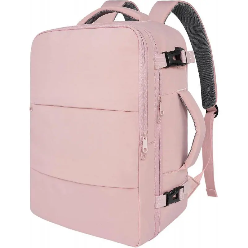 Women's Travel Backpack, Carry-On Backpack with USB Charging Port and Shoe Pocket, TSA Approved 15.6inch Laptop Backpack for Flight, College Nurse Bag Casual Backpack, Suitable for Weekend Business Hiking Trips, Pink